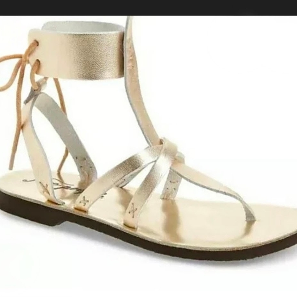 Free People Metallic Gold Lace-Up Gladiator Sandals